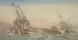 The Battle of Quiberon Bay 1759 by Harold Wyllie, pencil, offered Jun 2021