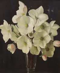 Still life of flowers in a glass vase by Elizabeth Rouviere, oil on canvas, sold May 2021