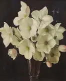 Still life of flowers in a glass vase by Elizabeth Rouviere, oil on canvas, sold May 2021