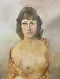 Nude portrait, 50 x 40cm, Dobson ex studio lot by Frank Dobson, oil on board, sold May 2021
