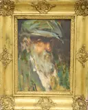 Portrait of a bearded man by Ken Moroney, oil on card, sold May 2021