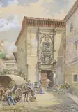 Posada de la Hermandad, Toledo, Spain by Enrique Marin, watercolour, sold May 2021