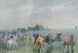Horse race before the start by John Beer, watercolour, offered May 2021