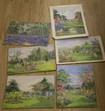 Woodland scene with bluebells and five other watercolours of by Edith Alice Andrews, watercolor, sold May 2021