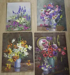 In the Rock Garden' and three still life watercolours of flowers on paper and board, comprising, 'Early Autumn by Edith Alice Andrews, watercolor, sold May 2021