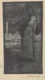 Skull and figure by Heinrich Vogeler, etching, sold May 2021