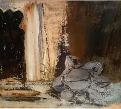 Agra Fort IV by Niamh Collins, mixed media on paper, sold May 2021
