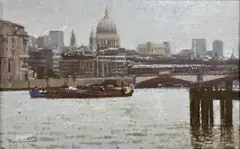 St Paul's from Blackfriars by Dennis Syrett, 1995, oil on canvas, sold May 2021