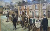 End of the Shift, Tymawr Colliery, Pontypridd by W.G. Bell, oil on board, sold May 2021