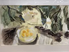 Olive Stump and Hills, Notre Dame, Day Anges by Clive Blackmore, watercolour, sold May 2021