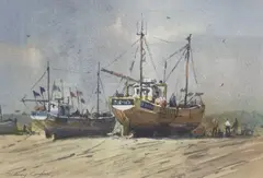 Hastings foreshore by Sidney Cardew, watercolour, sold May 2021