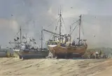 Hastings foreshore by Sidney Cardew, watercolour, sold May 2021