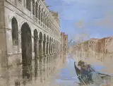 Quiet canal by Michael Hyam, watercolour and gouache, sold May 2021