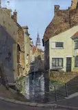Village backwater by John Doyle, watercolour, sold May 2021