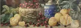 Still life of fruit and a stein on a ledge by Giovanni Barbaro, watercolour, offered May 2021