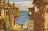View of Villefranche by Louis Jacques Vigon, oil on board, sold May 2021