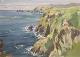 Coastal landscape by John Hobson Nicholson, oil on board, sold May 2021