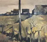 Hillside houses by David Humphreys, oil on board, sold May 2021