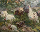 Study of turkey's by Emil Pottner, oil on card, sold May 2021