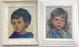 2 oils on canvas, Portraits of children, 28 x 22cm by Jeanne Biandsma, oil, sold May 2021