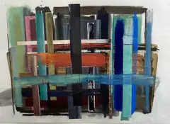 Untitled abstract by Richard Kidd, mixed media on paper, sold May 2021