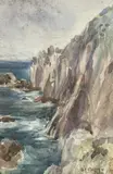Sea cliffs by Sidney James Beer, watercolour, offered May 2021