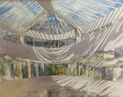 Architectural study - Interior Whitefriars by Olwen Jones, watercolour, sold May 2021