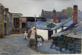 Feeding the geese by John Mallard Bromley, watercolour, sold May 2021