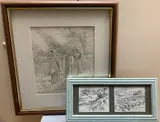 Masquefa and Monserrat, Spain by Basil Nubel, 1967, pencil, sold May 2021