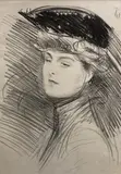 Portrait of an Edwardian lady, 41 x 30cm, unframed by Paul César Helleu, lithograph, offered May 2021