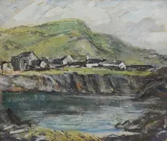 Highland landscape with cottages by William York Macgregor, oil, sold Oct 2026