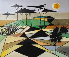 The African Gold Mine by Robin Alexander Elliott, oil, sold Oct 2026