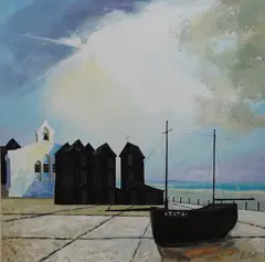 Composition of Net Houses by Robin Alexander Elliott, oil, sold Oct 2026