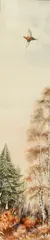 Pheasant in flight above trees by Ian Bowles, watercolor, sold Oct 2026