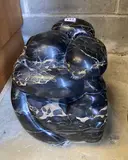 Love Knot, an abstract figural variegated black marble group, width 24cm, depth 24cm, height 35cm by Arr Polly Ionides, sculpture, sold May 2021
