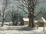 Winter landscape by George Bissill, oil on canvas, sold Apr 2021