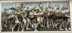 Musik Rikwest by Akash Bhatt, 2004, mixed media on board, sold Apr 2021