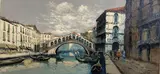 Rialto Bridge, Venice by Pietro Virgilio Lietti, oil on board, sold Apr 2021