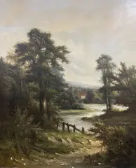 Landscape by Frederick Edwin Bodkin, oil on canvas, sold Apr 2021