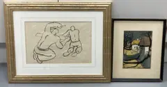 Woodblock by George Bissill, ink and watercolour, sold Apr 2021