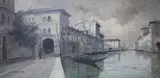 Venetian canal scene by Maud Isabel Maraspin, oil on canvas, sold Apr 2021