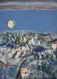 Forest and Moon by James D. Robertson, oil on canvas, sold Apr 2021
