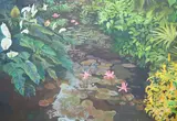 Waterlilies, 99 x 140cm, unframed by Vincent Marignane, acrylic on canvas, sold Apr 2021