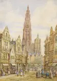 Antwerp, Belgium by Henry Schafer, watercolour, sold Apr 2021