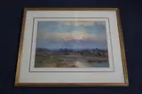 Open landscape at sunset, 34 x 46cm signed and dated 1906, 13.5 x 18in by Benjamin John Ottewell, 1906, watercolour, sold Apr 2021