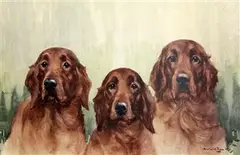 WatercolourThree Golden Retrieverssigned44 by Reuben Ward Binks, watercolour, sold Apr 2021