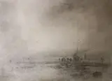 Fisherfolk at low tide by George Sheffield, 1886, charcoal on paper, sold Apr 2021