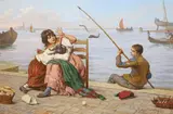 Catching a farter' signed and inscribed Venezeia 15.5 x 23in by Antonio Ermolao Paoletti, Oil on canvas cleaned and relined, sold Mar 2021