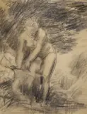The Bather'signed and inscribed, Leicester Galleries label11.5 x 9in by Henri-Théodore Fantin-Latour, charcoal on paper, sold Mar 2021