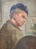 Study of an artist, possibly a self portrait, inscribed verso, 28 x 21cm by Frederick Whiting, oil on canvas, sold Mar 2021